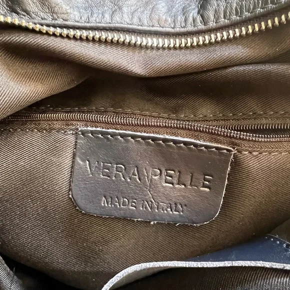 Vera Pelle made in Italy leather handbag bleu navy - Picture 9 of 12